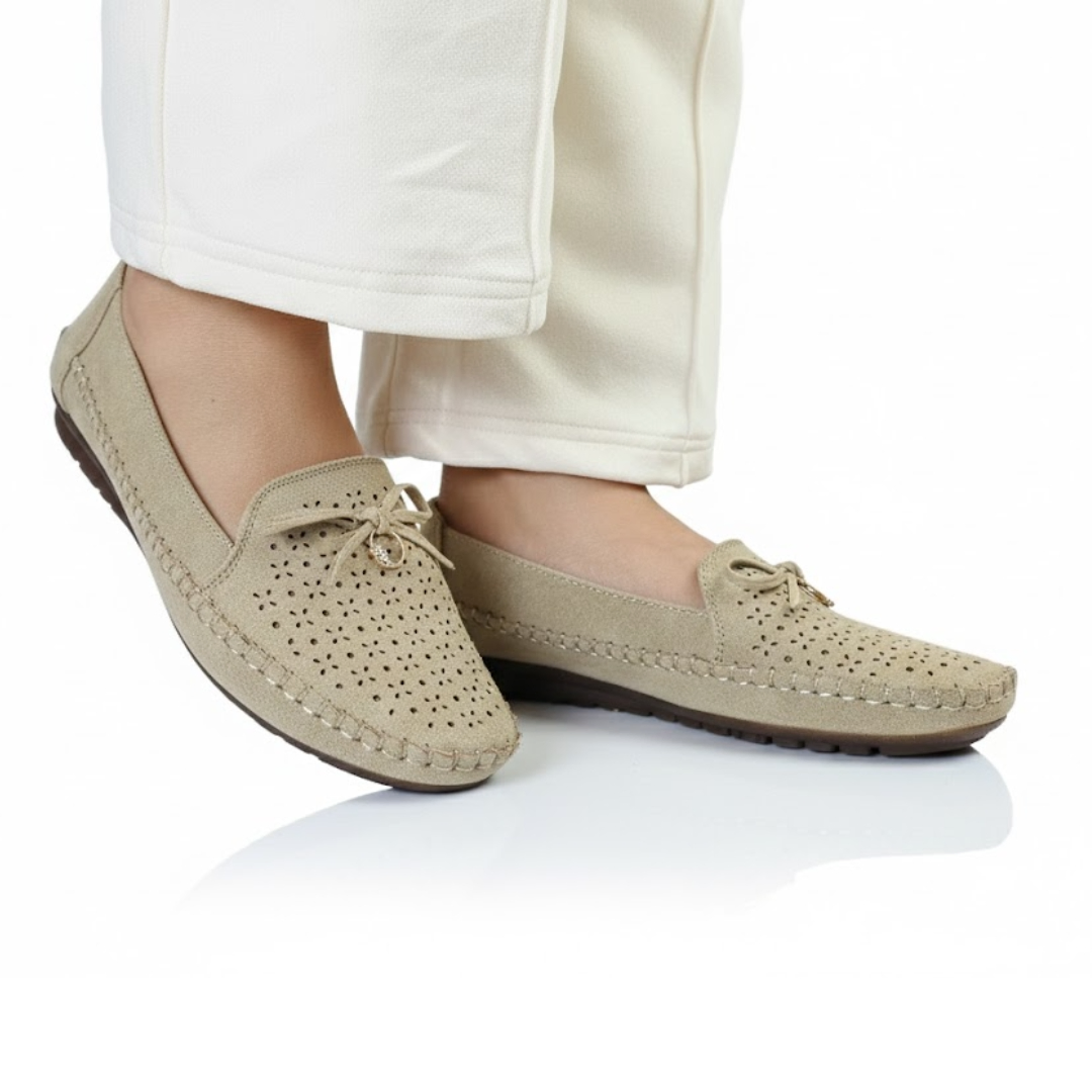 Dr. Shoes Luxe Perforated Loafers –Beige